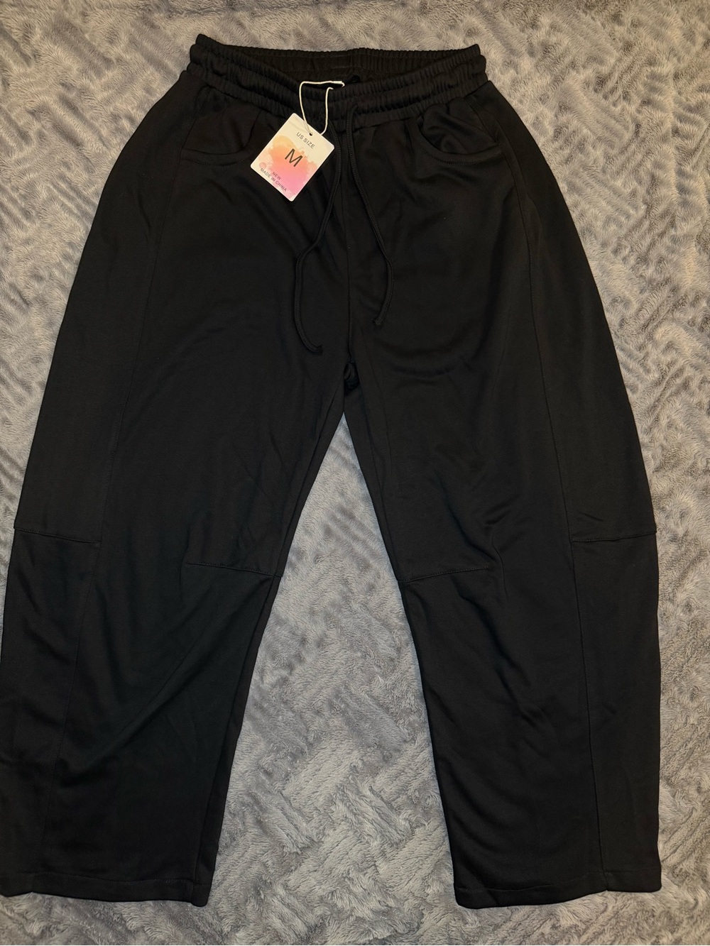 Women’s Barrel Leg Black Drawstring Sweatpants - Classic Comfort